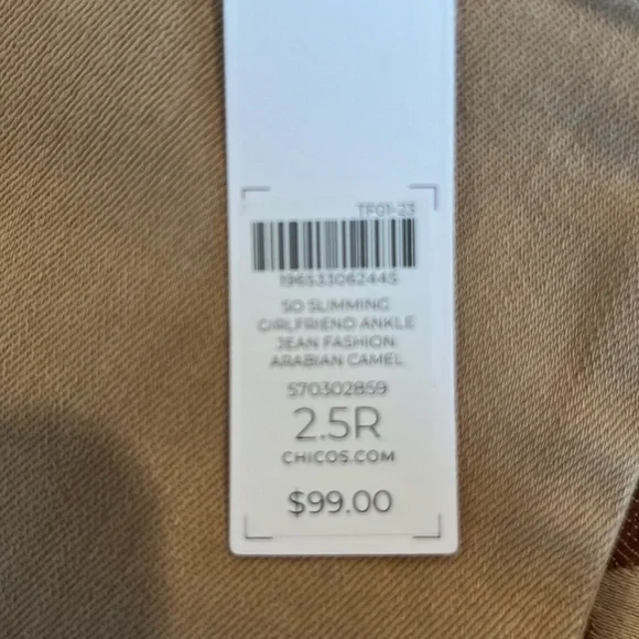 NWT! Sold Out! Chico’s So Slimming Girlfriend Ankle Jean - Arabian Camel - Picture 3 of 3